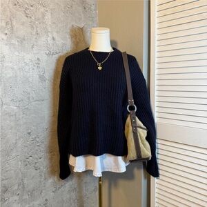 For The Republic Navy Knit Sweater